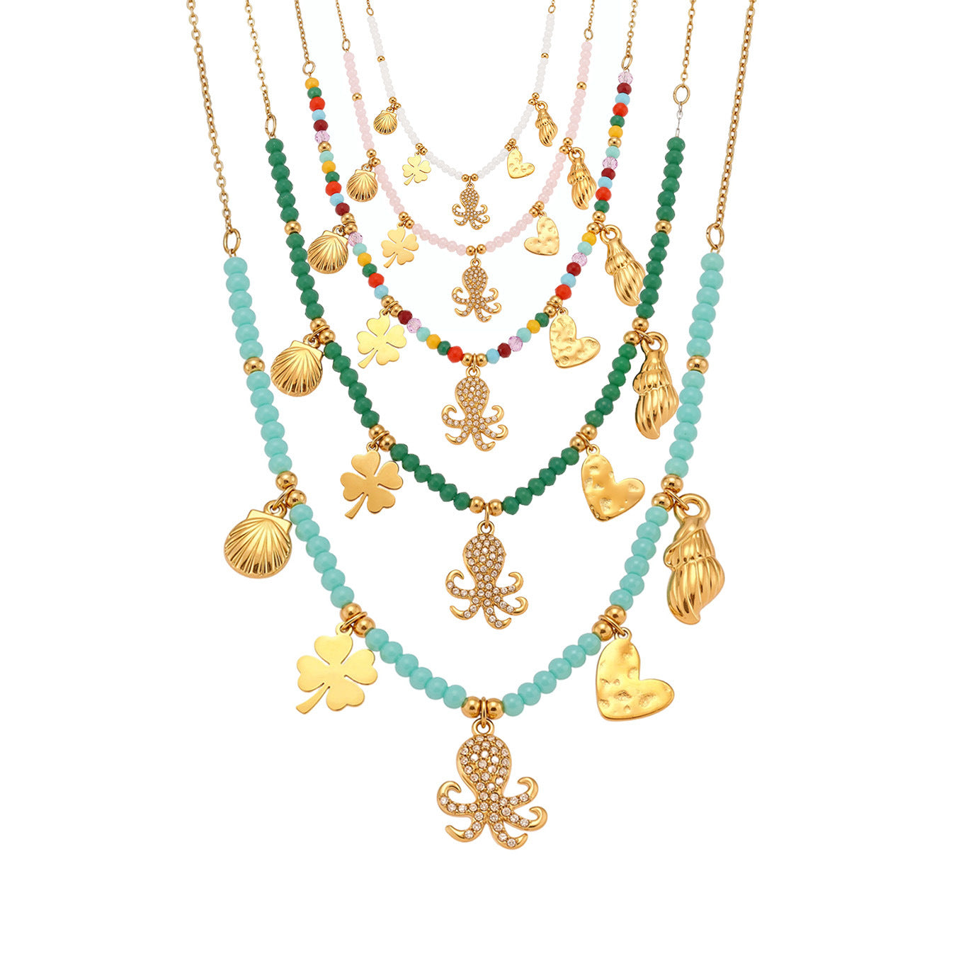 Planderful Ocean Octopus Pendant Necklace Zirconium Women