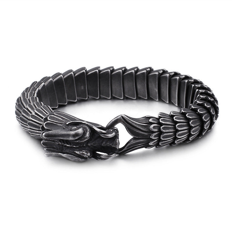 Zodiac Dragon Bracelet – Dragon Scale Pattern Men's Bracelet Stainless Steel Keel
