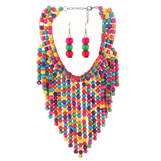 Planderful Savanna Rhythms Necklace Set – Exaggerated Multi-Layer Ethnic Style