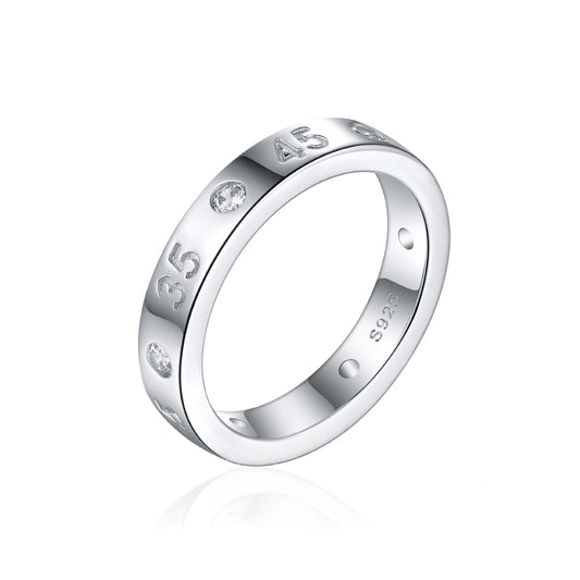 Cross-Border New Personalized 925 Sterling Silver Lucky Number Ring