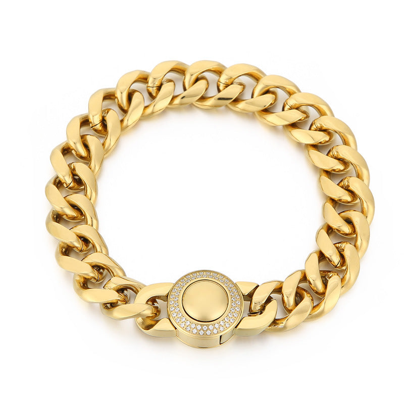 Bracelet Of The – Cnc Zircon Cuban Chain Titanium Steel Men's