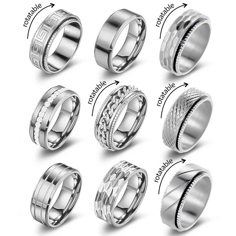 Planderful Everyday Genie Stainless Steel Ring for Men Unisex Rotating Decompression Punk Style Durable