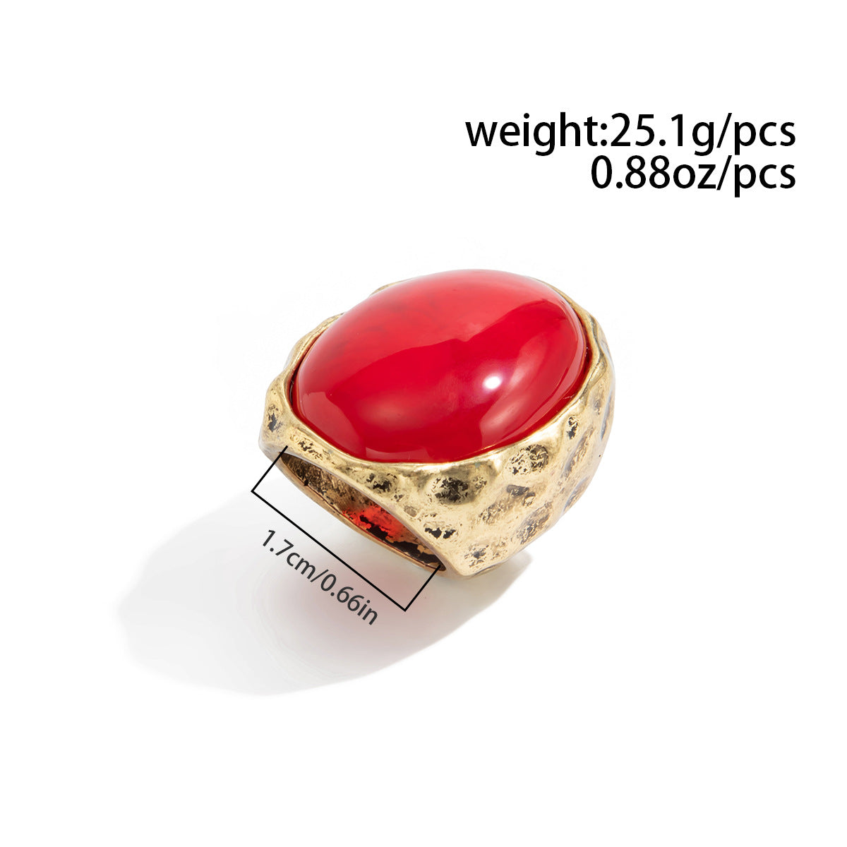 Planderful Vienna Verve Retro Redstone Oval Ring Wide Face Statement Jewelry For Women