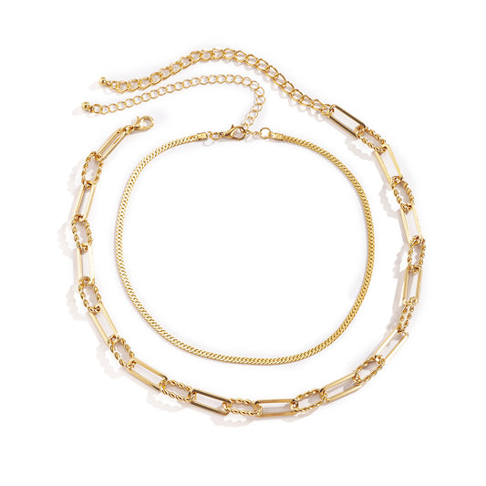 Cross Necklace For Women By Planderful Vienna Verve, Double Layer Geometric Threaded Chain Statement Jewelry