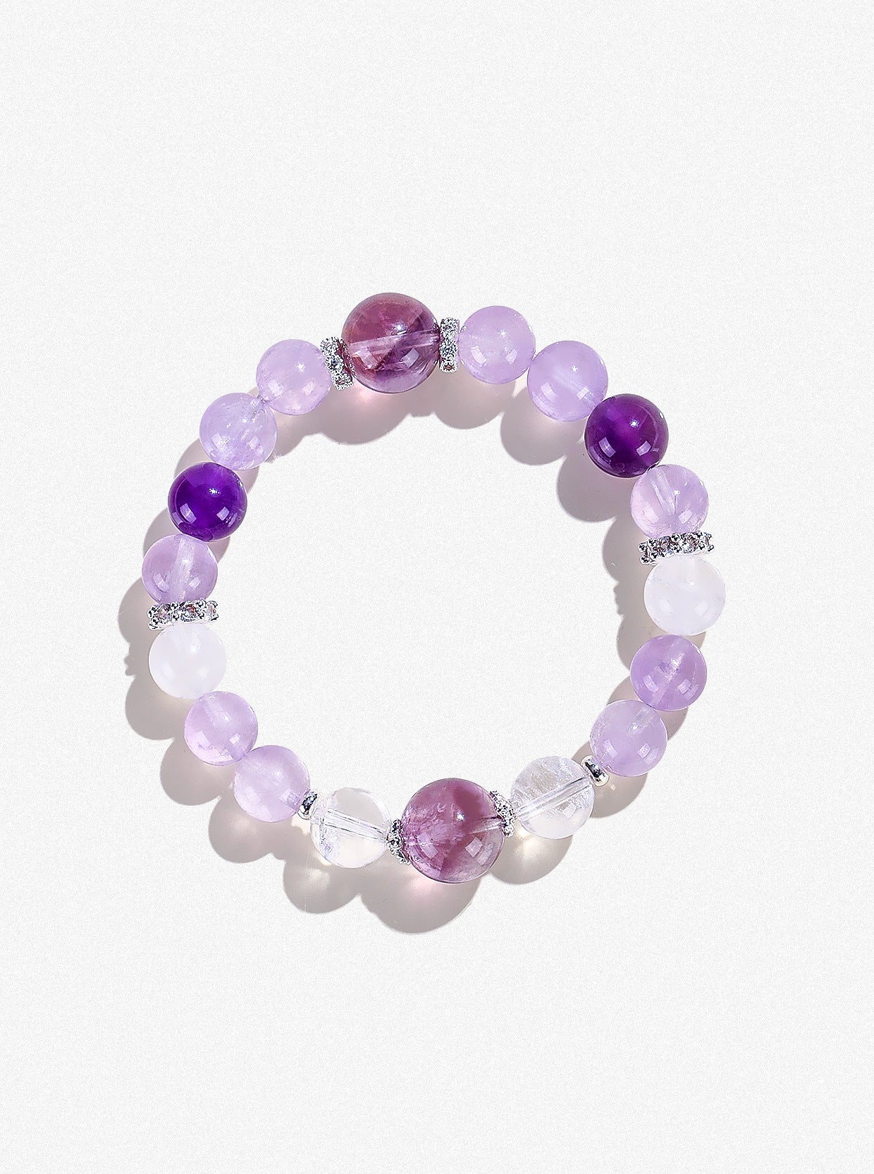 Planderful Fortune's Favor Bracelet – Elegant Bolivian Amethyst with Snowflake Ghost White Crystals