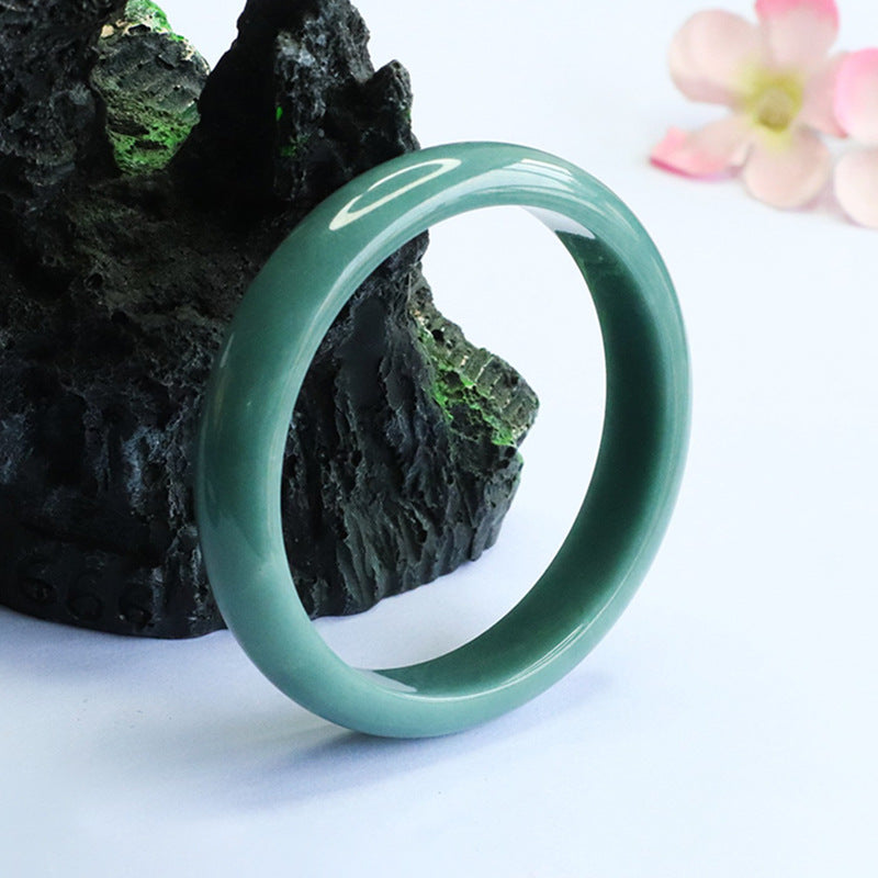 Blue Water Jadeite Classic Round Bangle