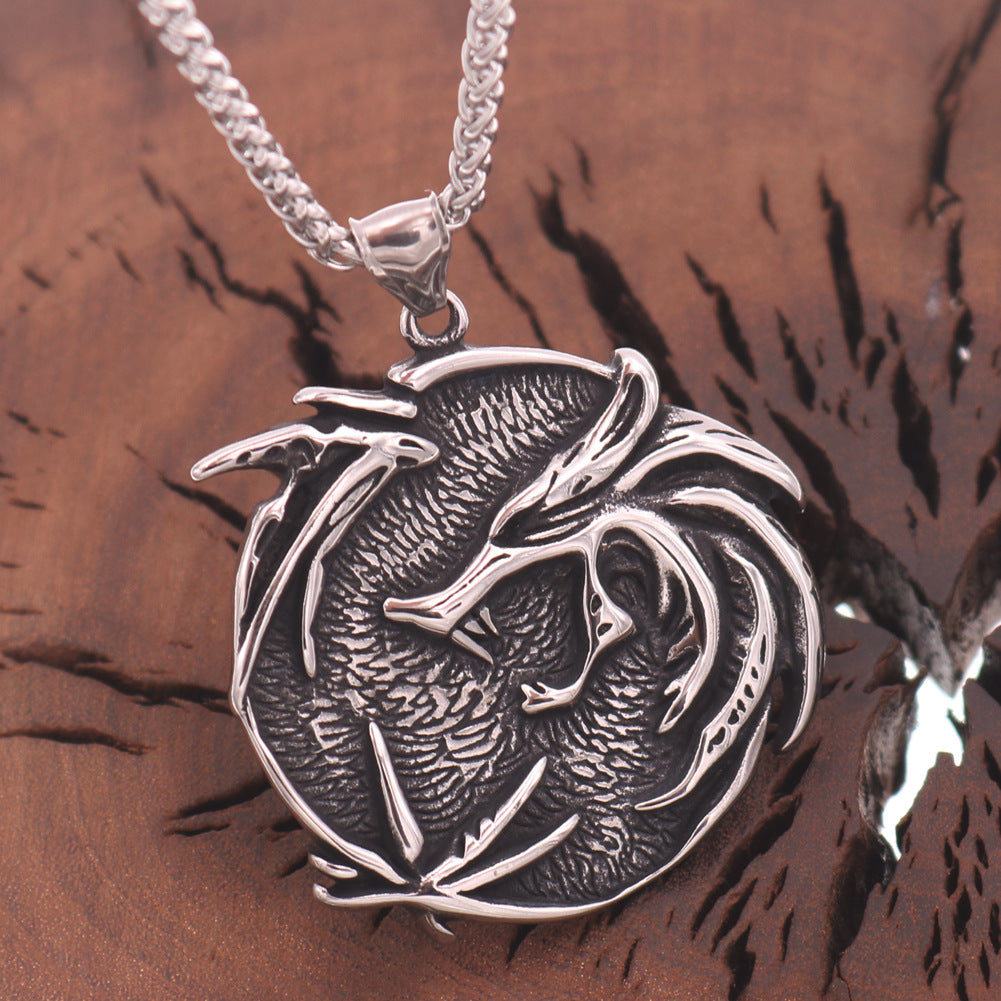 Viking Legend Wolf Hunter Titanium Steel Necklace - European & American Stainless Steel Pendant