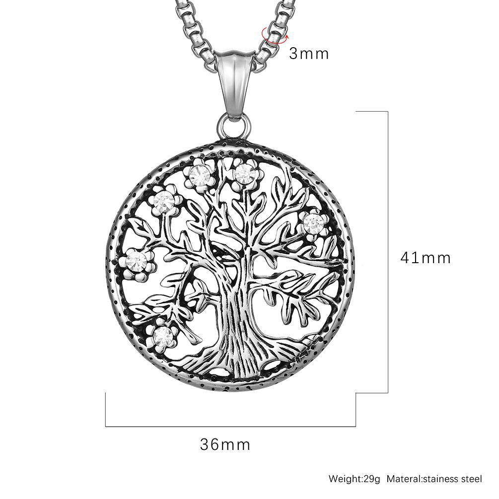 Planderful Celtic Tree Of Life Necklace For Modern Hipster Style Enthusiasts Durable Steel Pendant