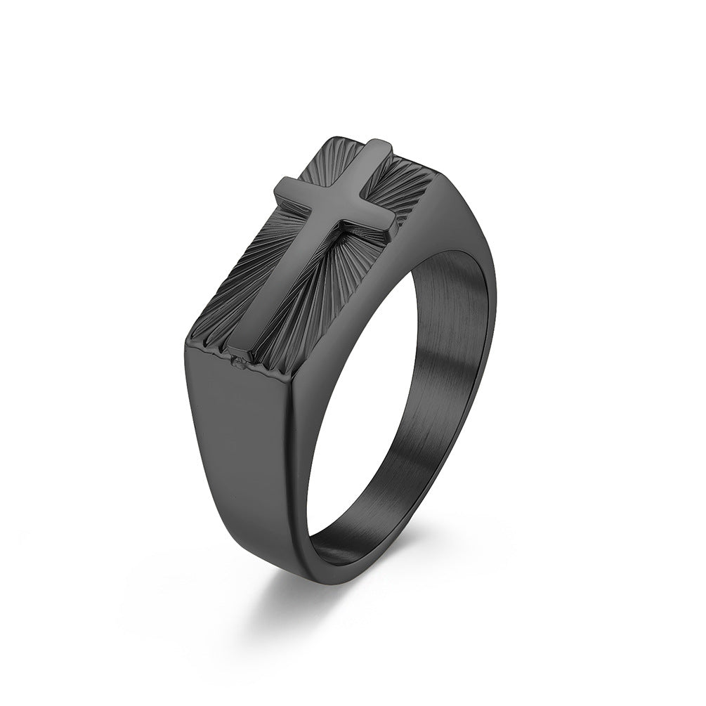 Steel Ring – Statement Cross Ring For Men