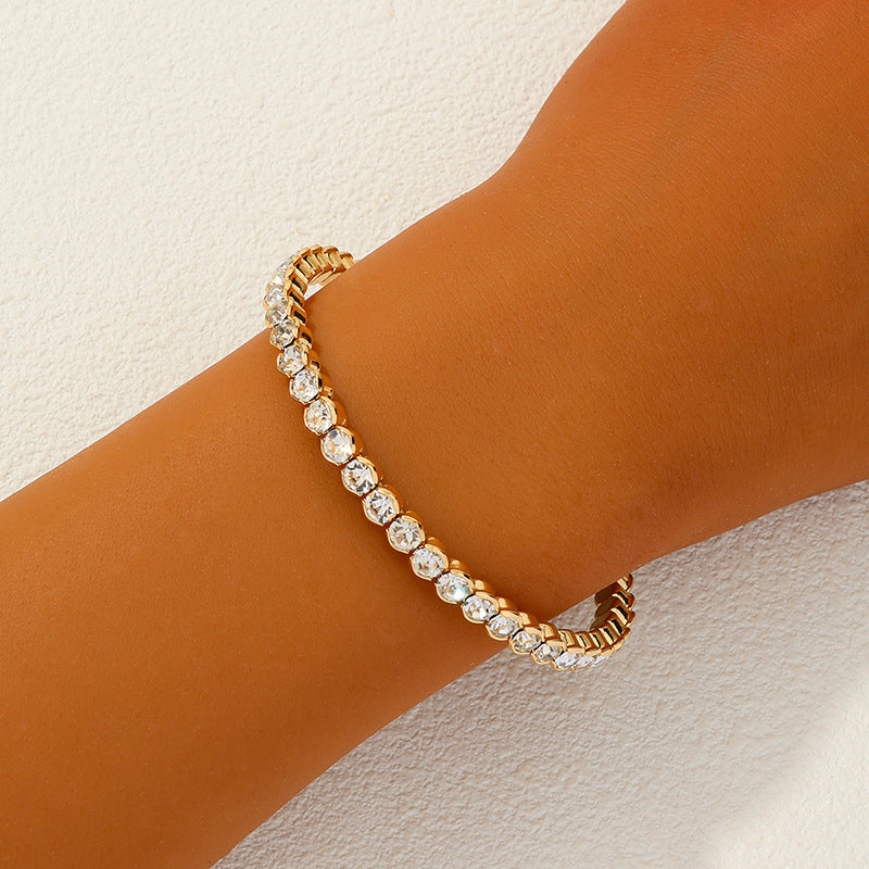 Luxurious French Metal Bracelet with Sparkling Accent - Vienna Verve Collection