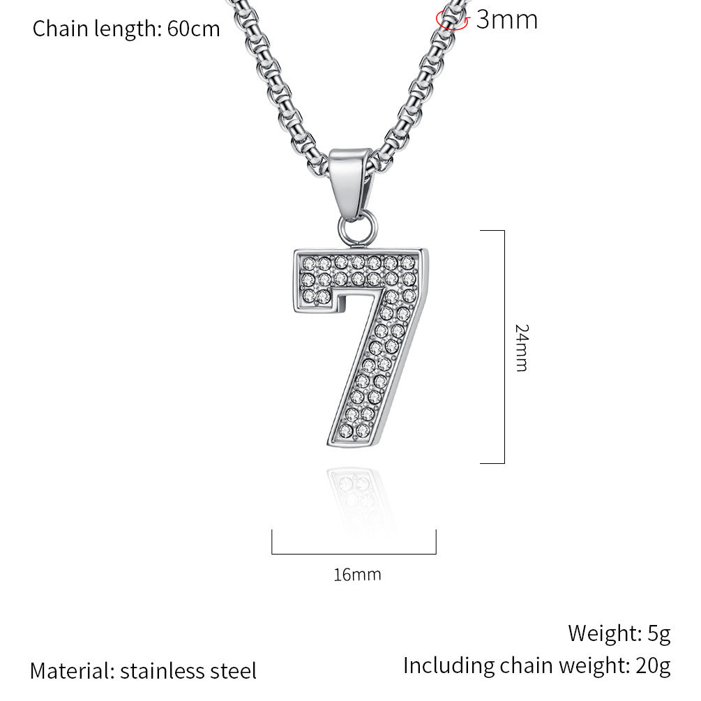 Planderful Everyday Genie Zircon Necklace Arabic Numerals Unisex Streetwear Charm For Men Women