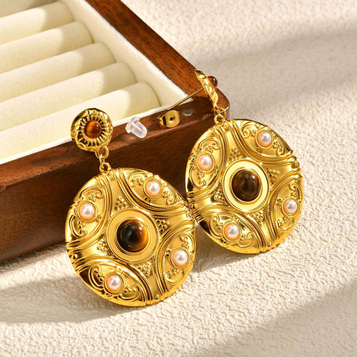 Stainless Steel Pearl Vintage Earrings