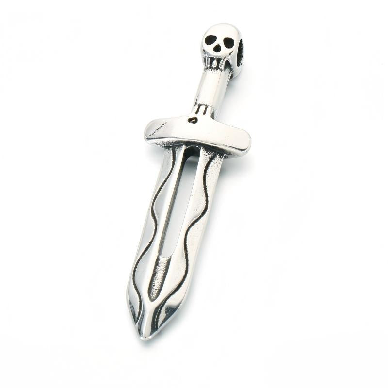 Viking Weapon Tomahawk Short Sword Titanium Steel Pendant Vintage Celtic Skull Axe Knife Necklace