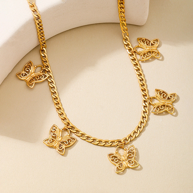 Planderful Vienna Verve Necklace – Creative Metal Hollow Butterfly Design