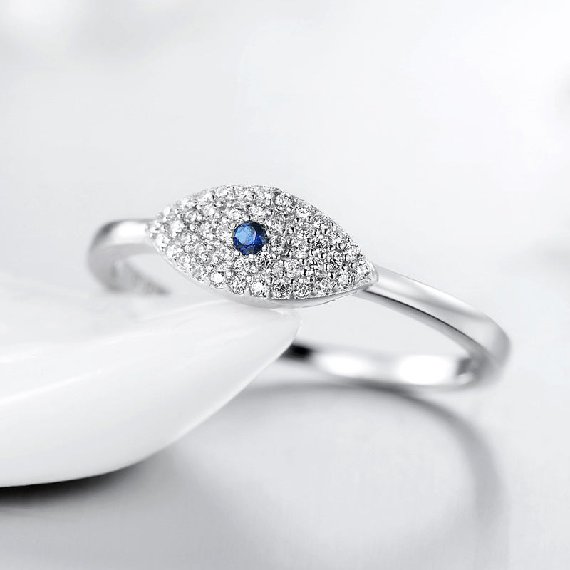 Dazzling Zircon Sterling Silver Demon Eye Ring for Fashion-Forward Women