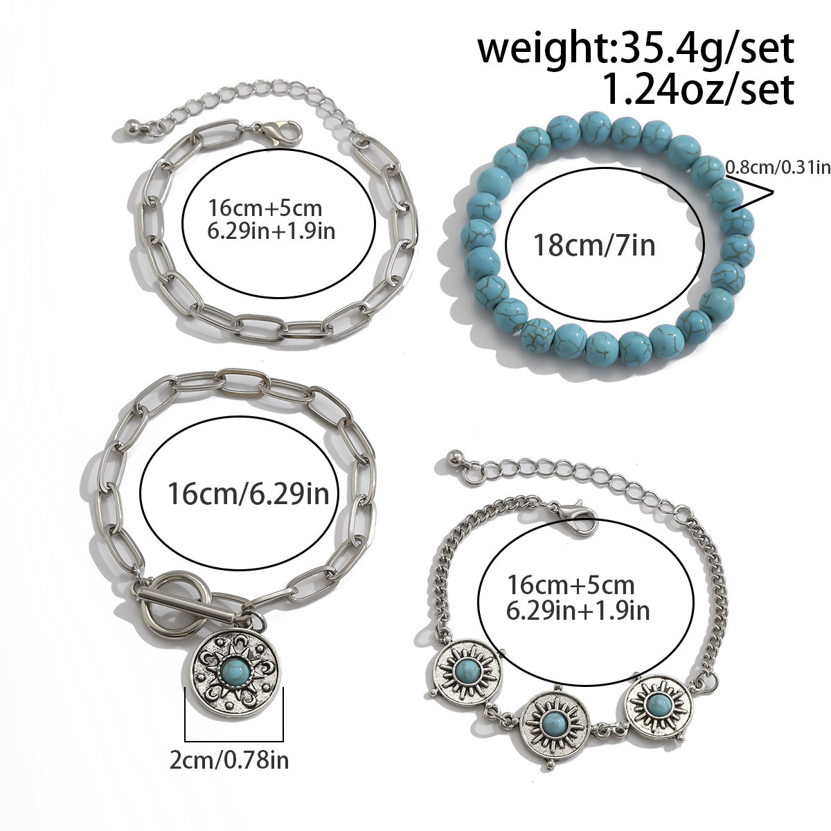 Planderful Snake Bone Bracelet For Women Unique Multi Element Ethnic Vintage Turquoise Denim Statement