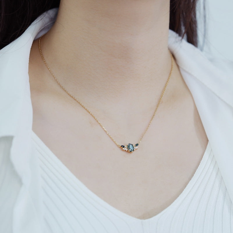 S925 Sterling Silver Moss Agate Pendant Necklace