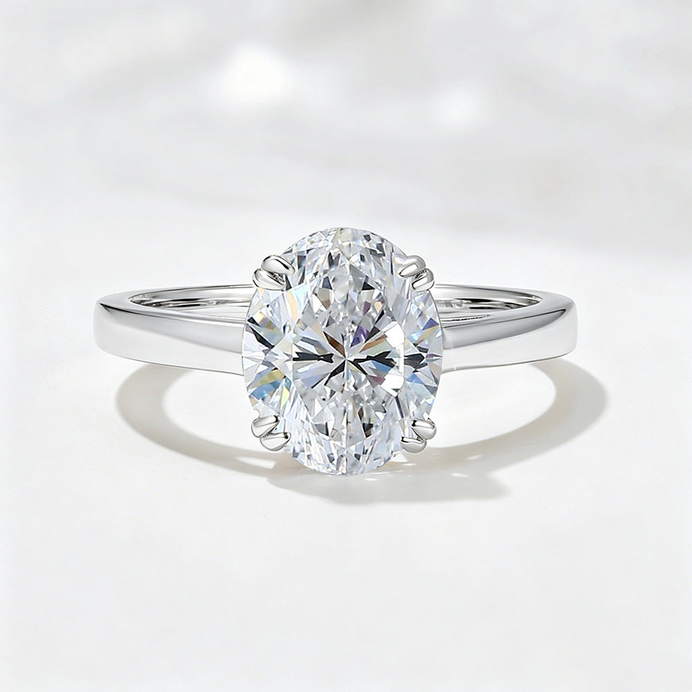 Super Flash 5a Oval Zircon Ring S925 Sterling Silver Design Wedding Ring Jewelry