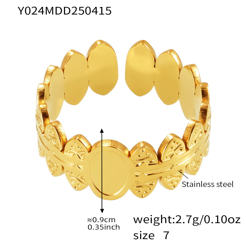 Planderful Geometric Opening Ring For Women Stainless Steel