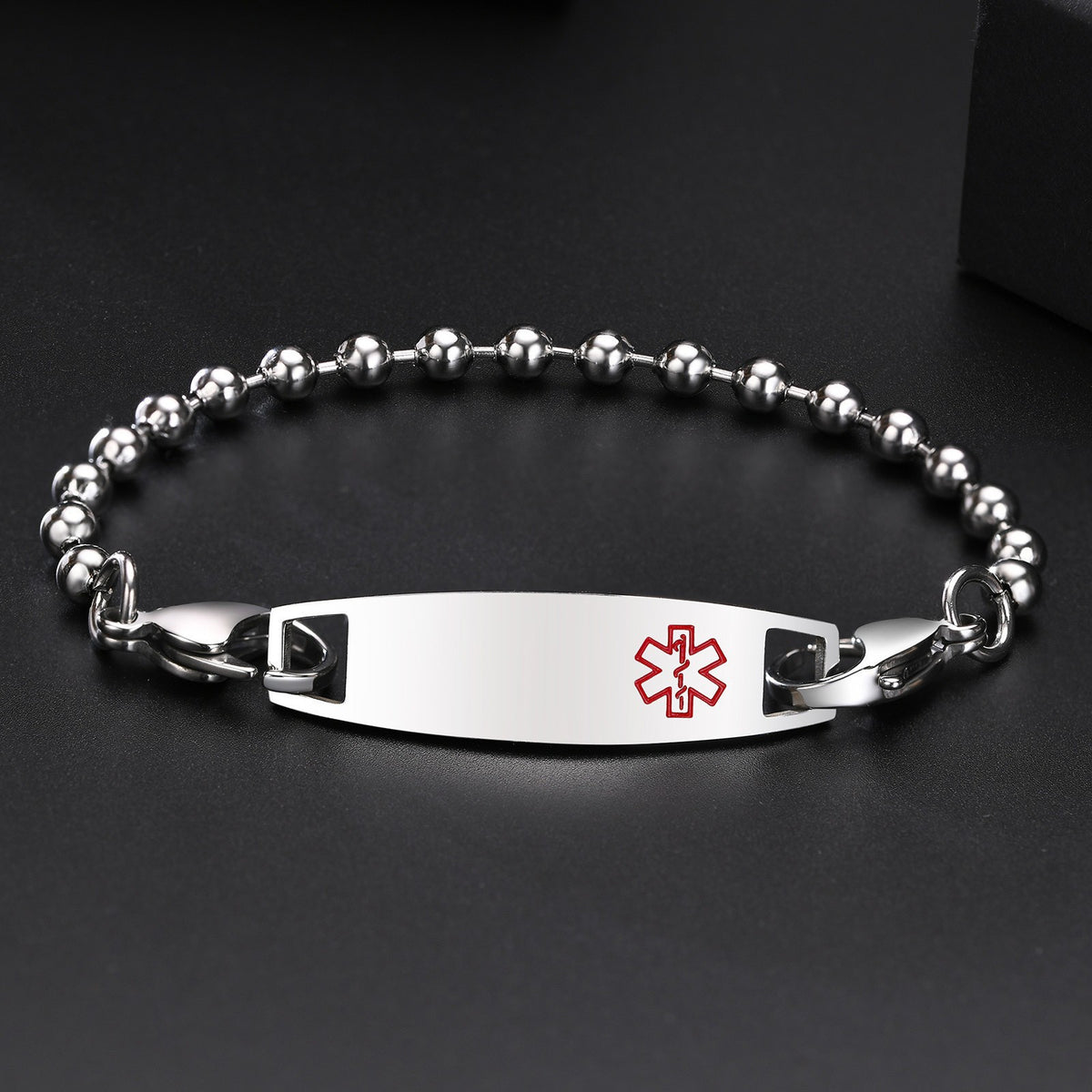 Curved Brand Medical Logo Stainless Steel Bracelet for Men
