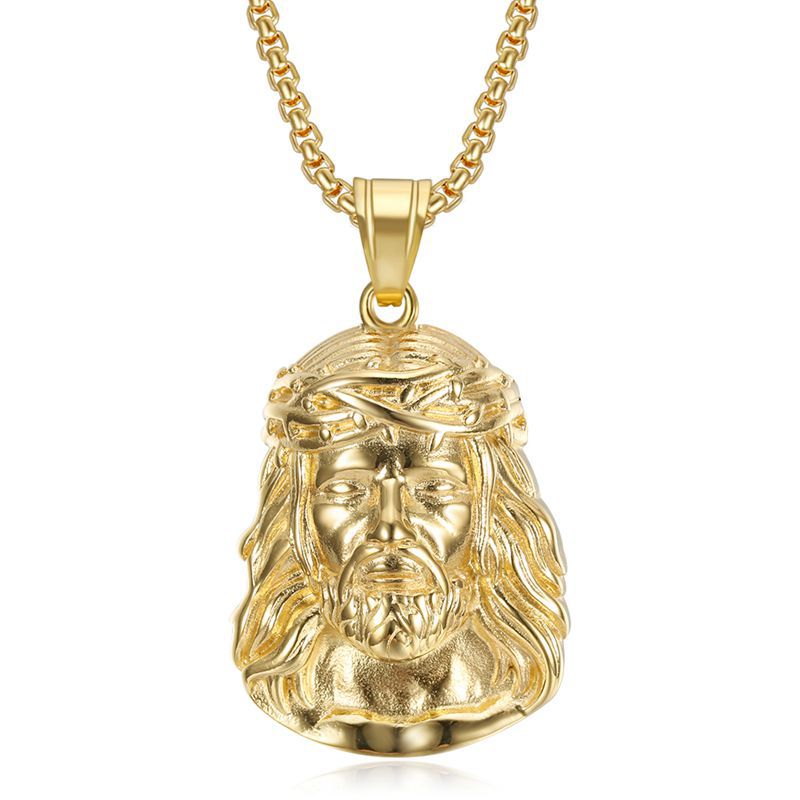 Steel Necklace - Statement Hip Hop Pendant Necklace With Gold-Plated Zircon For Everyday Streetwear
