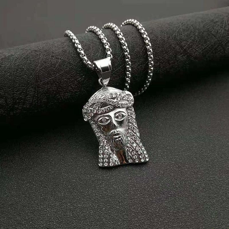 Planderful Hip Hop Pendant Necklace Gold Plated Zircon Portrait Head Premium Statement Jewelry For Hip Hop Fans