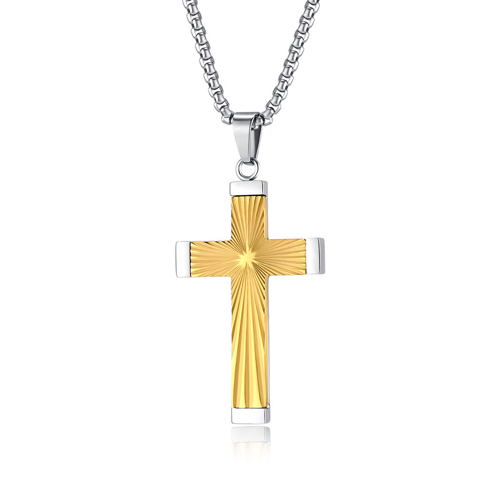 Cross-Border European American Titanium Steel Cross Necklace
