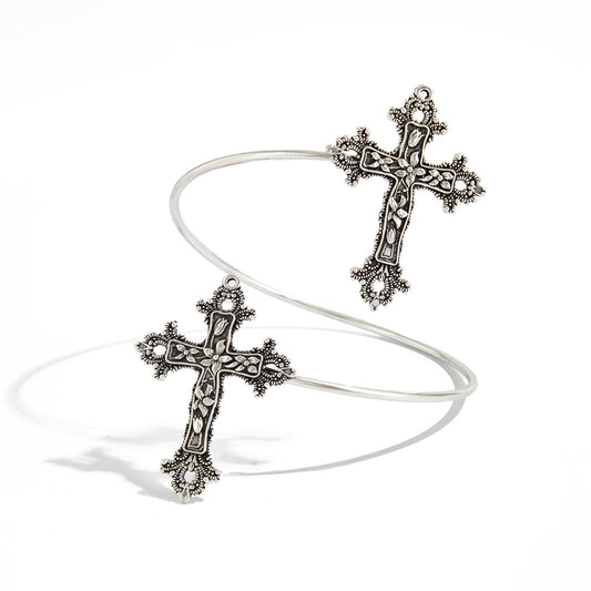 Gothic Spider Web Cross Open Arm Bracelet Bold Statement Planderful Vienna Verve For Halloween Lovers