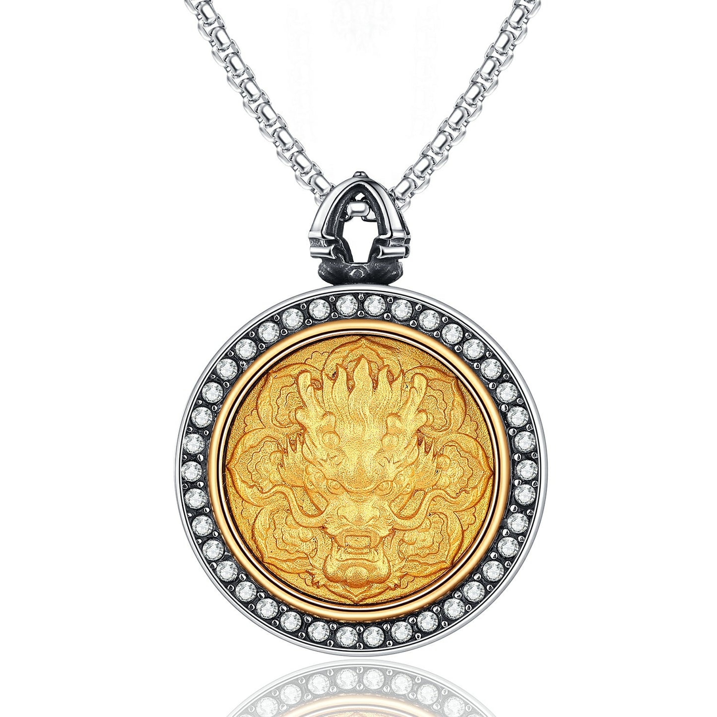 Zircon Necklace - Vintage Tibetan Dragon Pendant