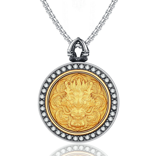 Zircon Necklace - Vintage Tibetan Dragon Pendant
