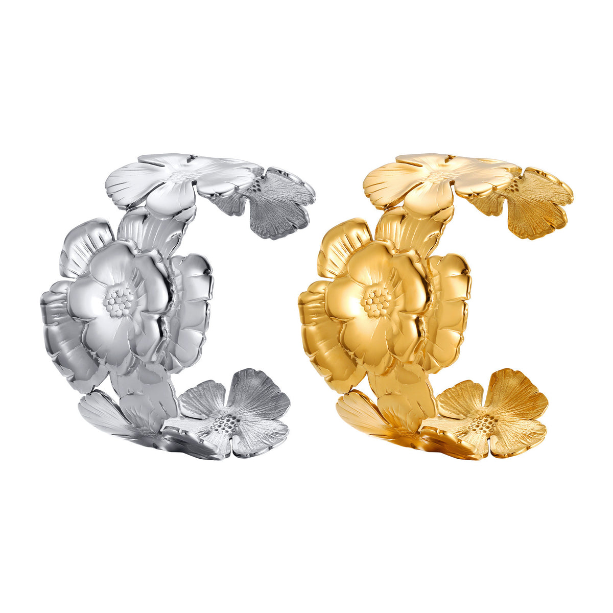 Flower Adjustable Stainless Steel Bracelet for Women
