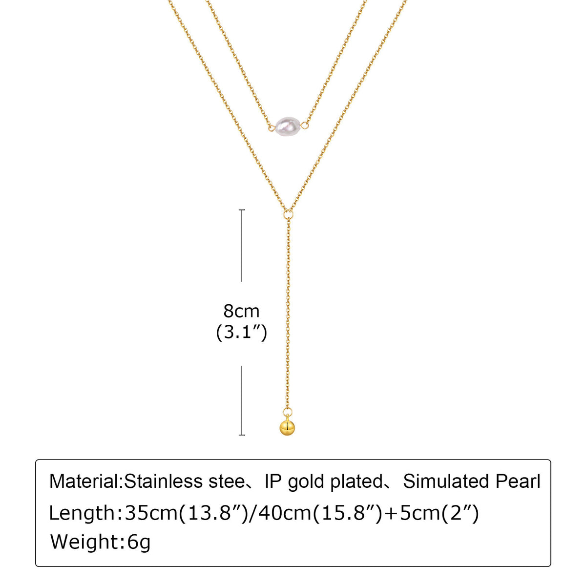 A Variety Of Y-Shaped Necklace – Women's Gold Imitation Pearl Tassel Stacked With Style