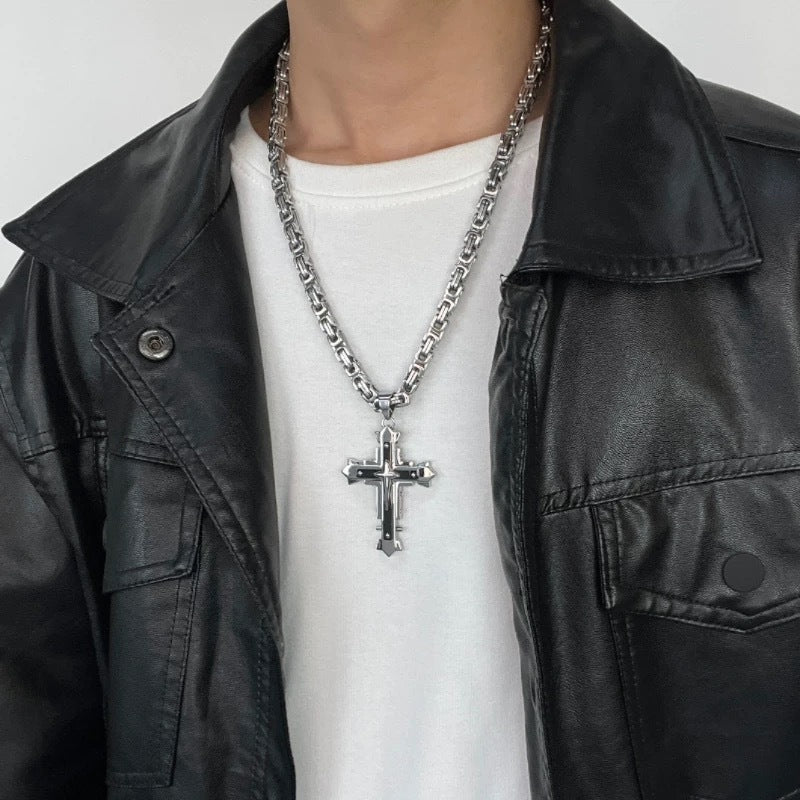 1. Planderful Stainless Steel Men's Cross Pendant Necklace Dark Knight Edition For Modern Style And Giftable Luxury