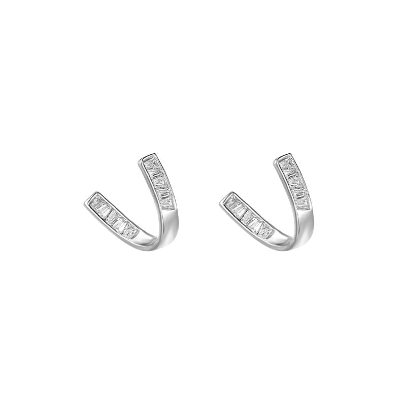 U-Shaped Stud 925 Sterling Silver Earrings
