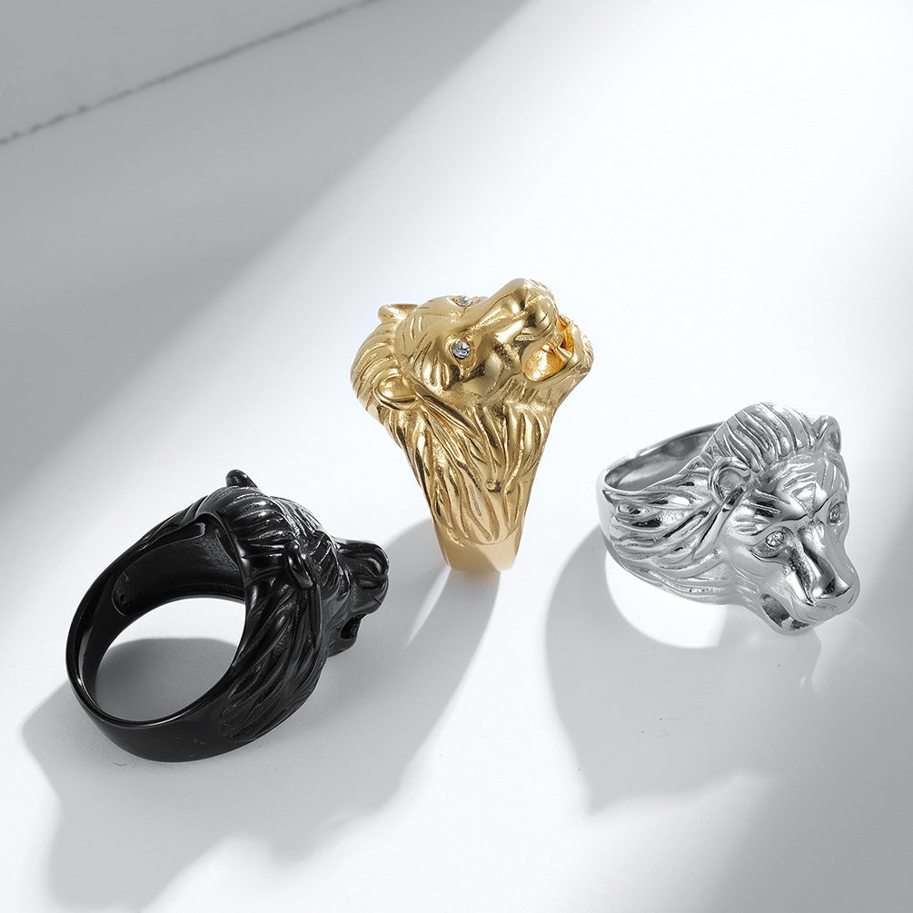 Stainless Steel Men's Lion Head Men's Ring