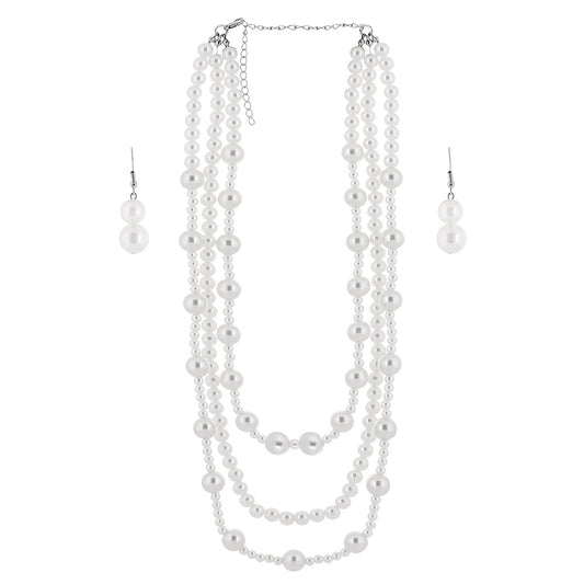 Multi-tiered Tassel Necklace with Imitation Pearls and European Wedding Necklace