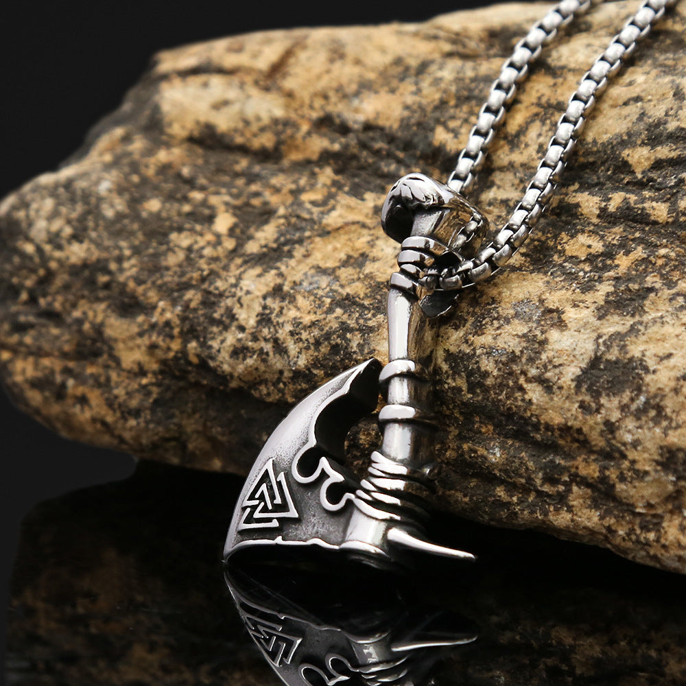 European and American Stainless Steel Viking Axe Necklace