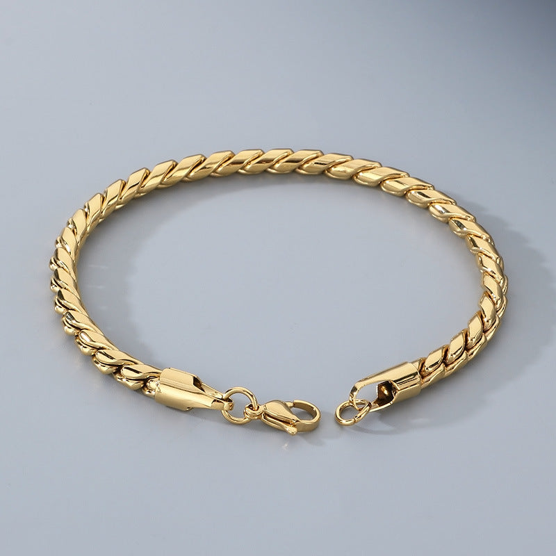 Planderful Mens INS Style S Shaped Stainless Steel Bracelet