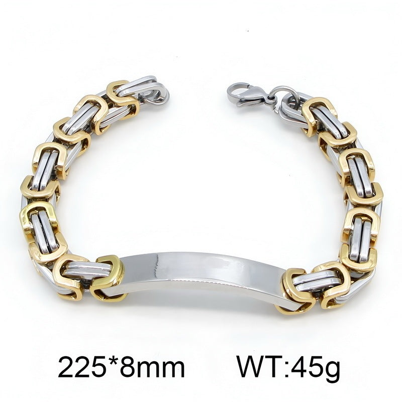 Hip Hop Byzantine Men's Bracelet – Glossy Bent Emperor Chain Stainless Steel Men's Hand