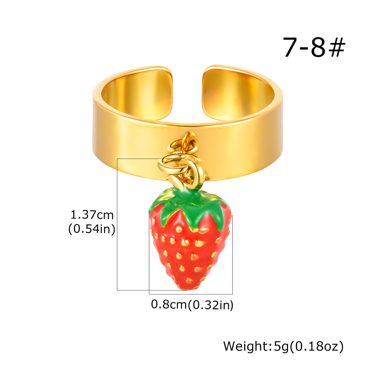Hot-Selling Stainless Steel Cartoon Holiday Strawberry Opening Ring Student Girlfriend