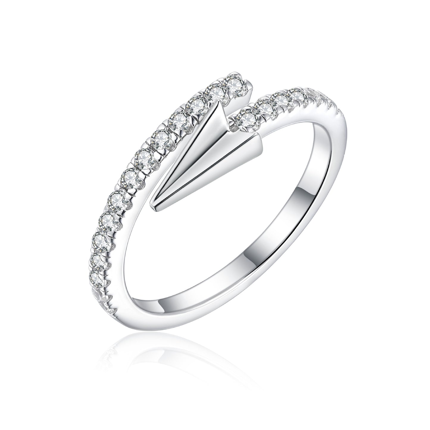 Planderful S925 Sterling Silver Arrow Open Ring For Women With Zircon In Elegant Niche Design