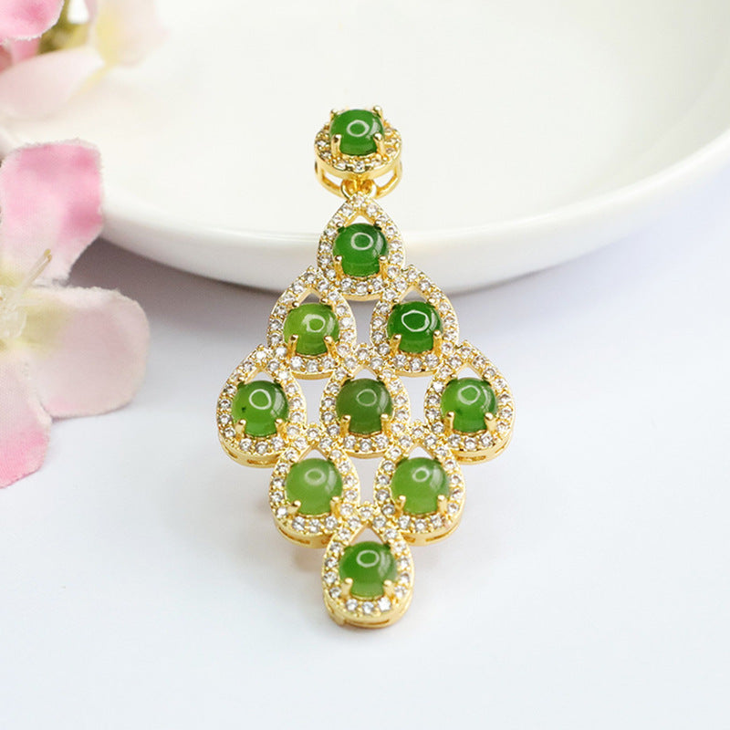 Jade Rhombus Necklace with Sterling Silver Chain