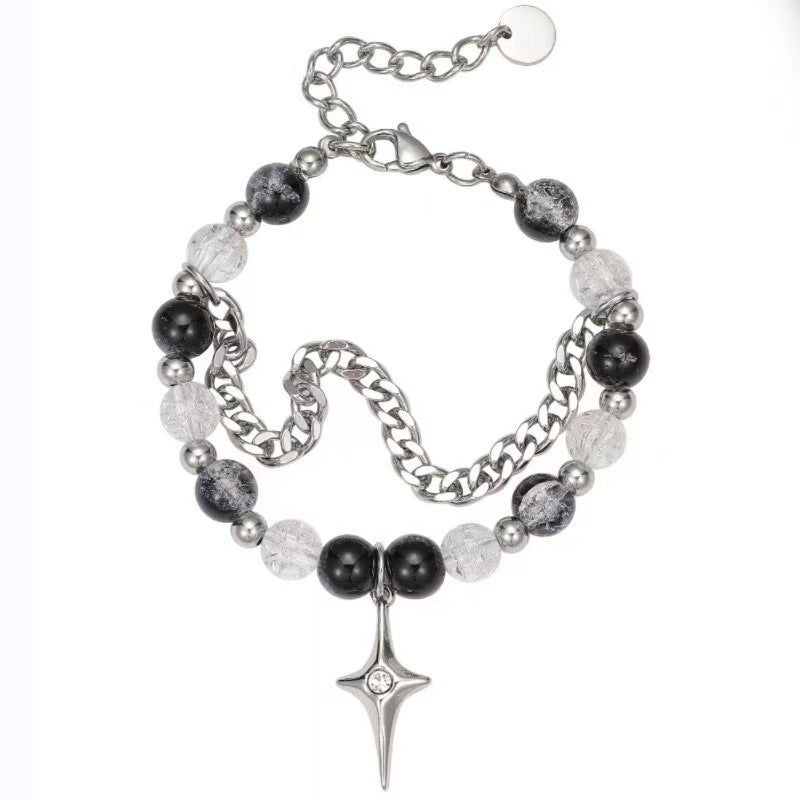Planderful Jewelry Everyday Genie Stainless Steel Black Bead Necklace For Men And Women