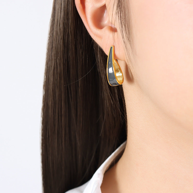 Geometric Drip Oil Earrings in Titanium Steel by Planderful - Everyday Genie Collection
