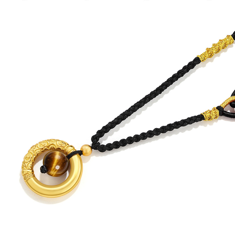 Dragon-Pattern Ruyi Peace Buckle Braided Necklace