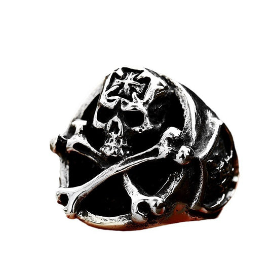 Titanium Steel Skull Bone Ring for Men - Retro Cross-Border Wholesale Domineering Design