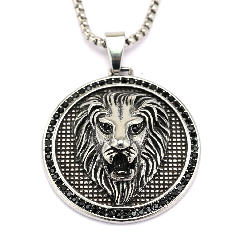 Vintage Lion Stainless Steel Men's Pendant Necklace