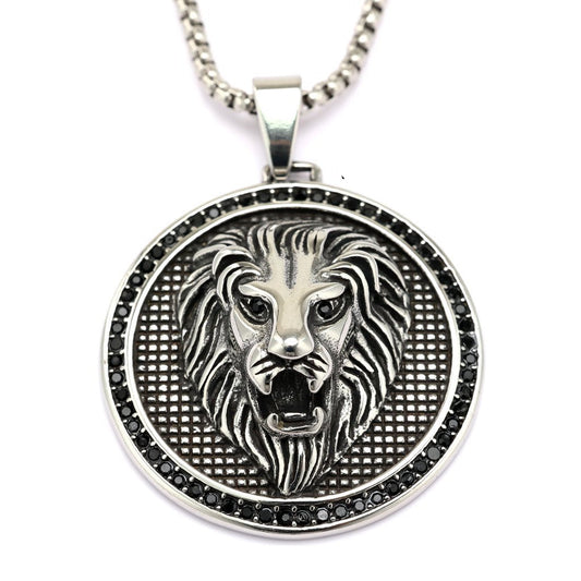 Vintage Lion Stainless Steel Men's Pendant Necklace
