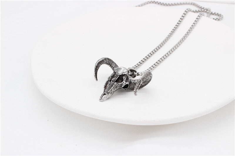 Planderful Anubis Pendant Titanium Steel, Personalized Retro Devil Goat Head, Unisex Protection Jewelry for Men