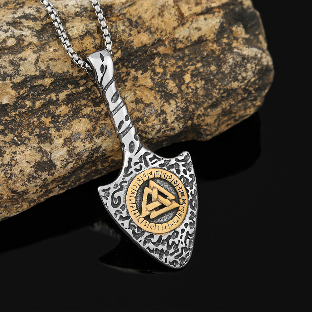 Viking Rune Spear Pendant Men's Titanium Steel Necklace